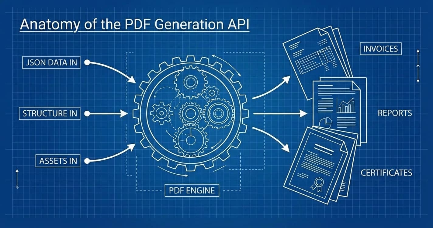 API request generating a PDF document with code examples