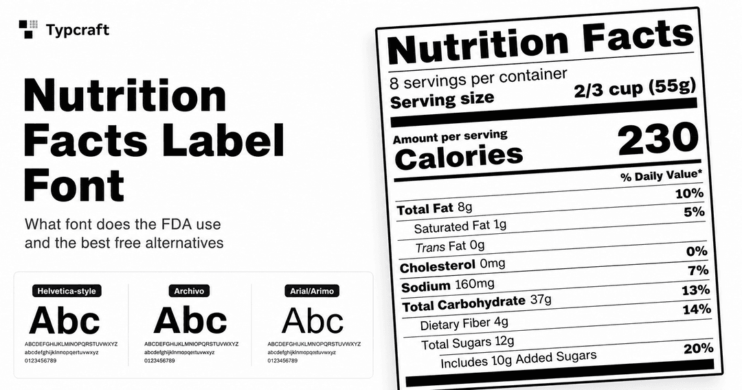 Nutrition Facts Label Font: What FDA Labels Use | Typcraft