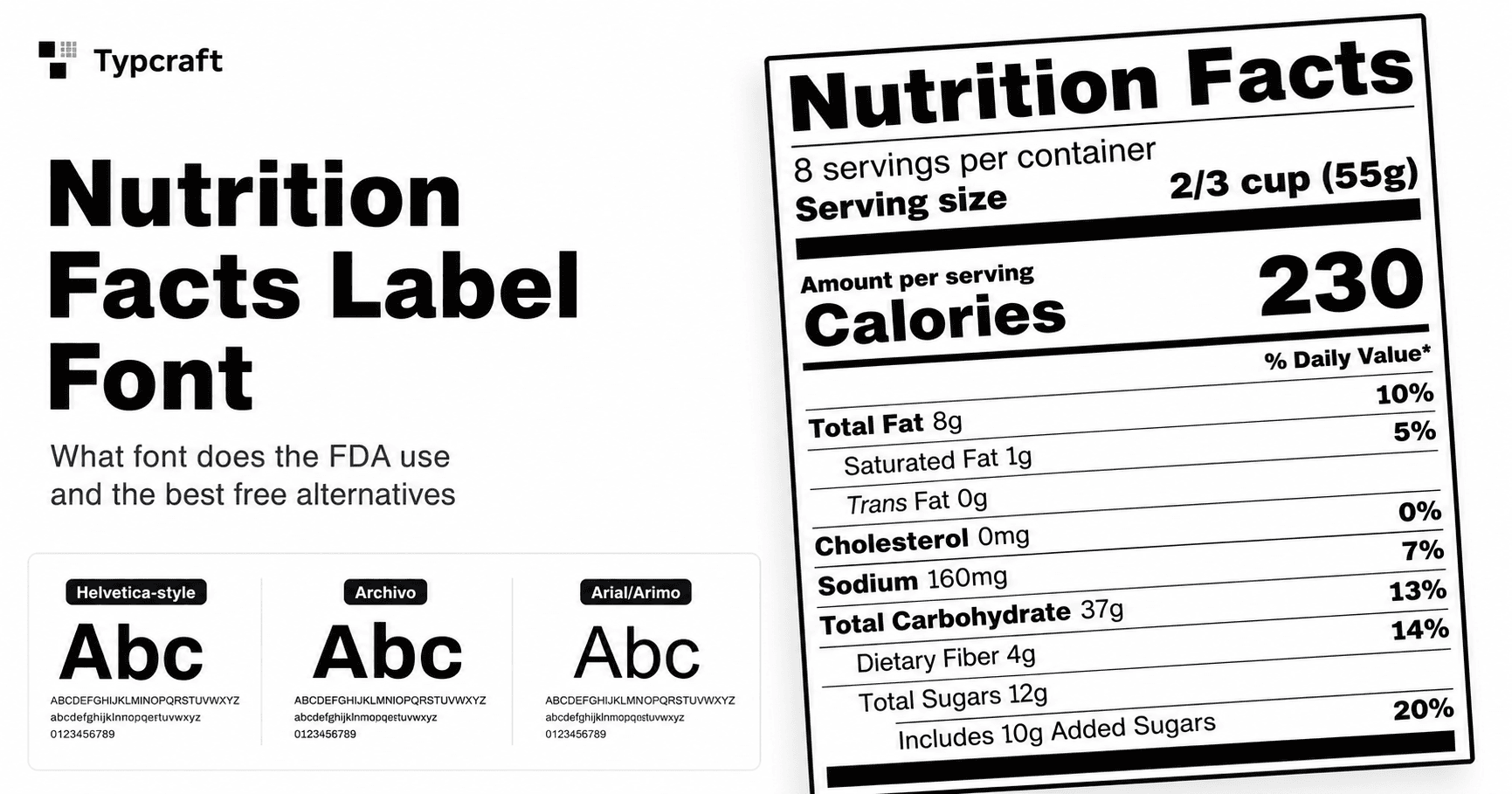 Nutrition Facts label typography and layout guide